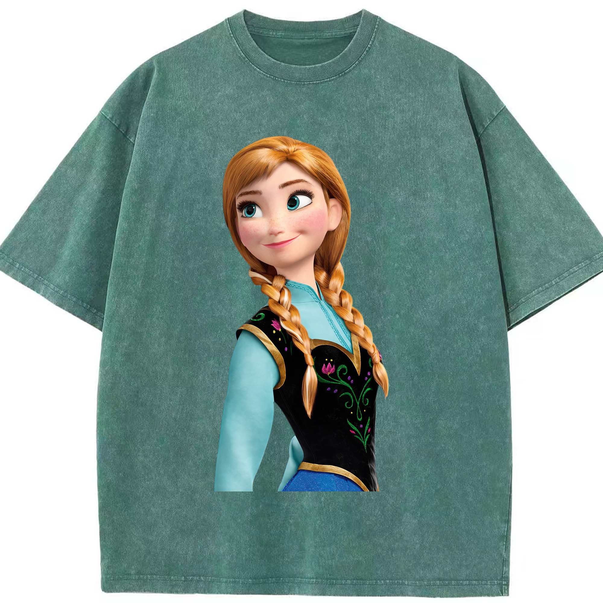 （画像用） アナと雪の女王 アンナ エルサ Frozen Anna Elsa 綿100% ヴィンテージ風 半袖Tシャツ（フロントプリント）